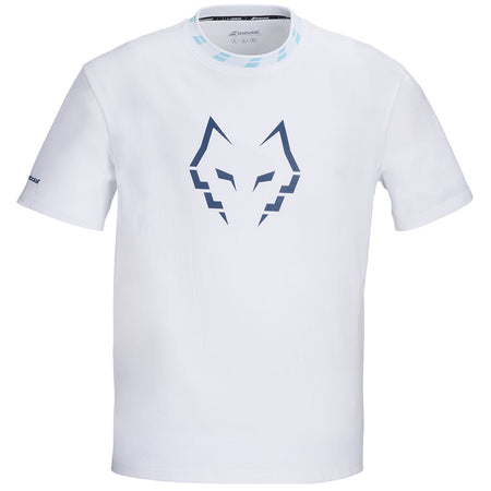 Бяла мъжка oversize тениска Babolat Cotton Tee Wide Juan Lebron
