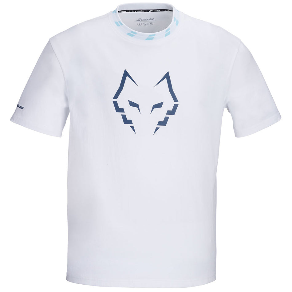 Бяла мъжка oversize тениска Babolat Cotton Tee Wide Juan Lebron
