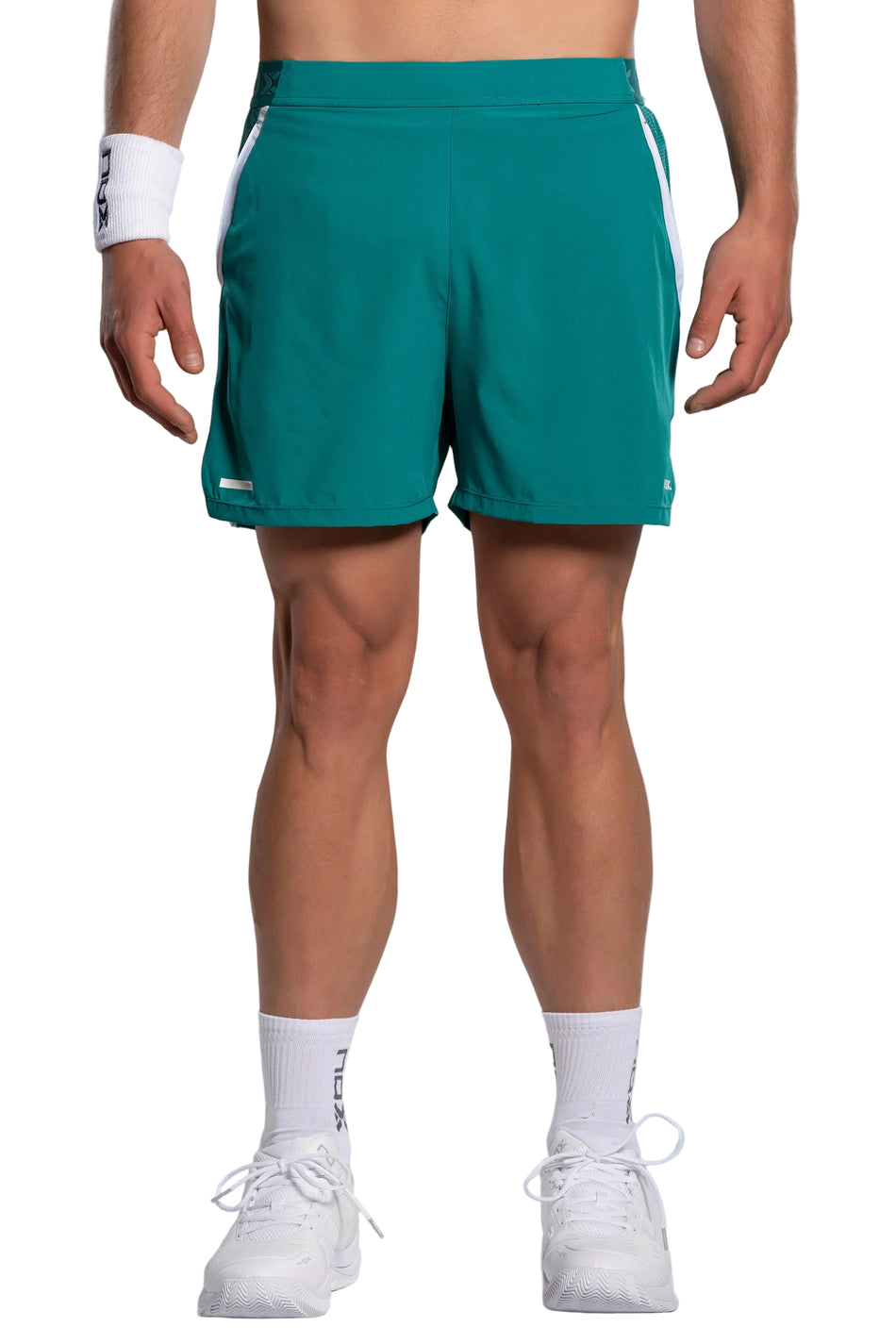 NOX Pro Ivy Green men padel shorts front view
