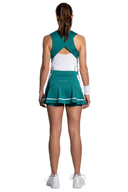 NOX Pro White Ivy Green skirt with inner shorts detail
