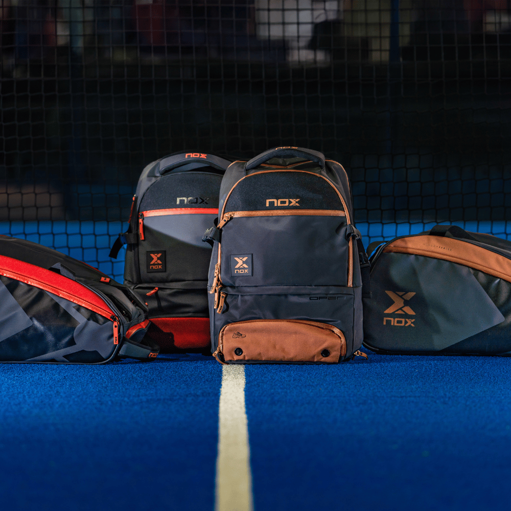 Padel bags and backpacks designed to carry rackets shoes and equipment