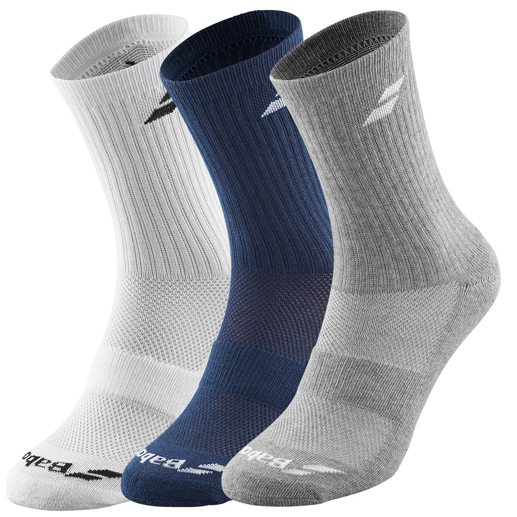 Babolat 3 Pairs Socks White Blue Grey - Padel One